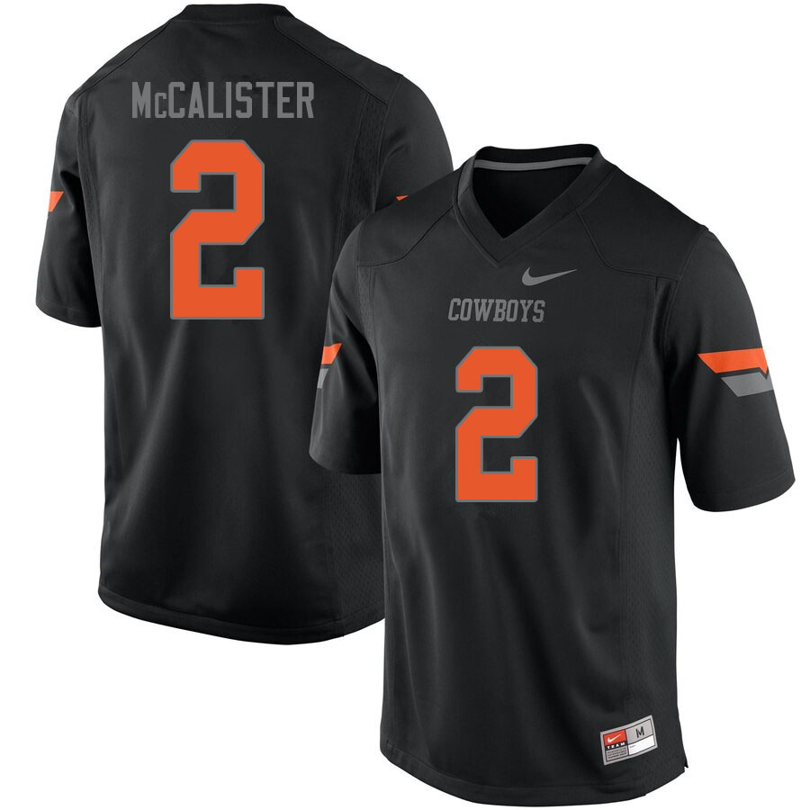 Men #2 Tanner McCalister Oklahoma State Cowboys College Football Jerseys Sale-Black - Click Image to Close
